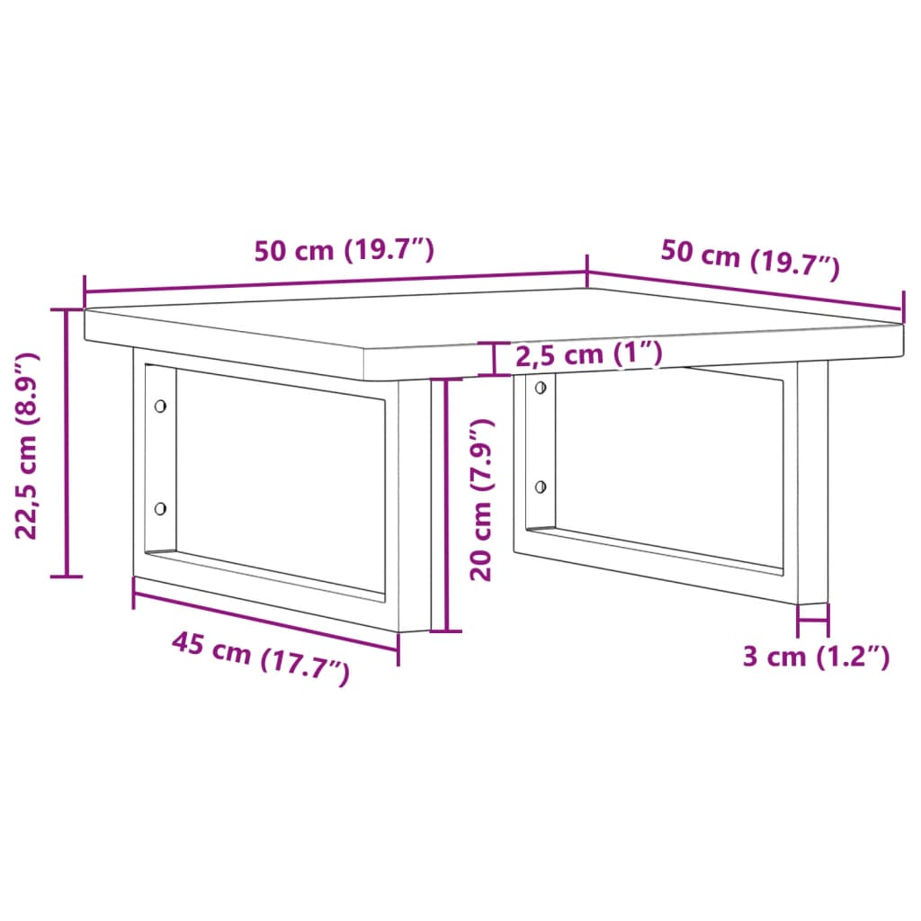 Wall-Mounted Basin Shelf with Beech Wood Top and Steel Supports