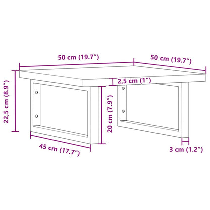 Wall-Mounted Basin Shelf with Beech Wood Top and Steel Supports