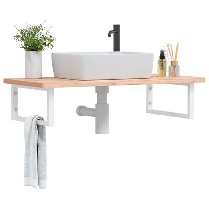 Wall-Mounted Basin Shelf with Steel Frame and Beech Wood Top