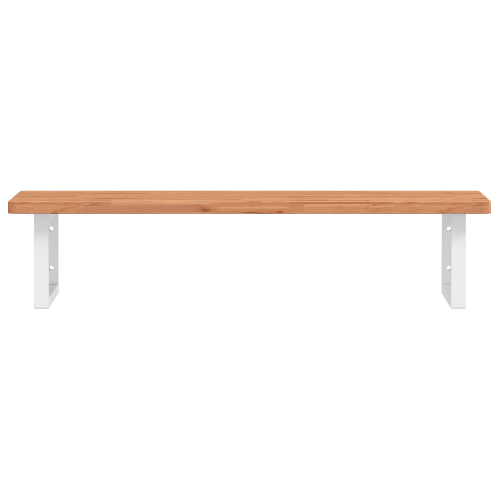 Wall-Mounted Basin Shelf with Steel Frame and Beech Wood Top