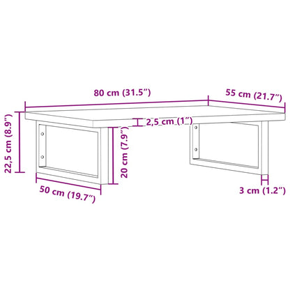 Wall-Mounted Basin Shelf with Steel Frame and Beech Wood Top