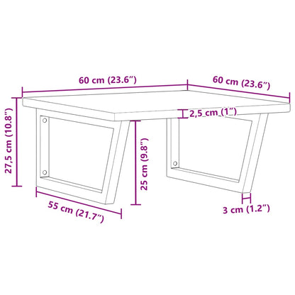 Wall-Mounted Basin Shelf with Solid Oak Top and Steel Brackets