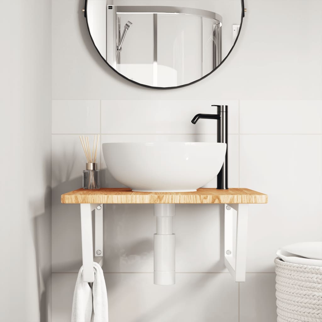 Steel and Oak Floating Basin Shelf