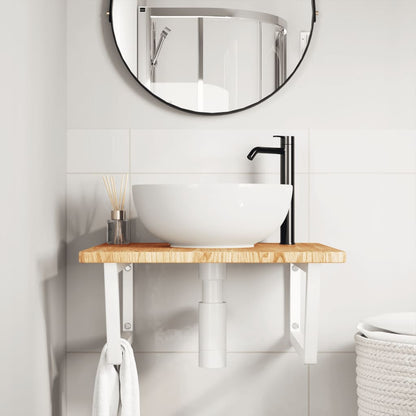 Steel and Oak Floating Basin Shelf