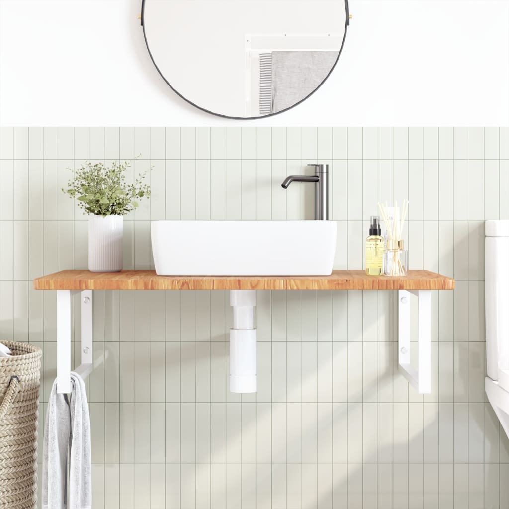 Steel and Solid Oak Wall Basin Shelf