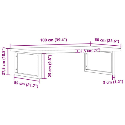 Steel and Solid Oak Wall Basin Shelf