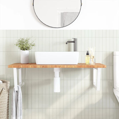 Steel and Oak Floating Basin Shelf