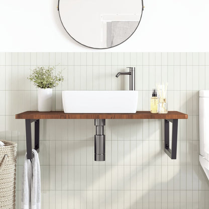 Steel and Oak Floating Basin Shelf