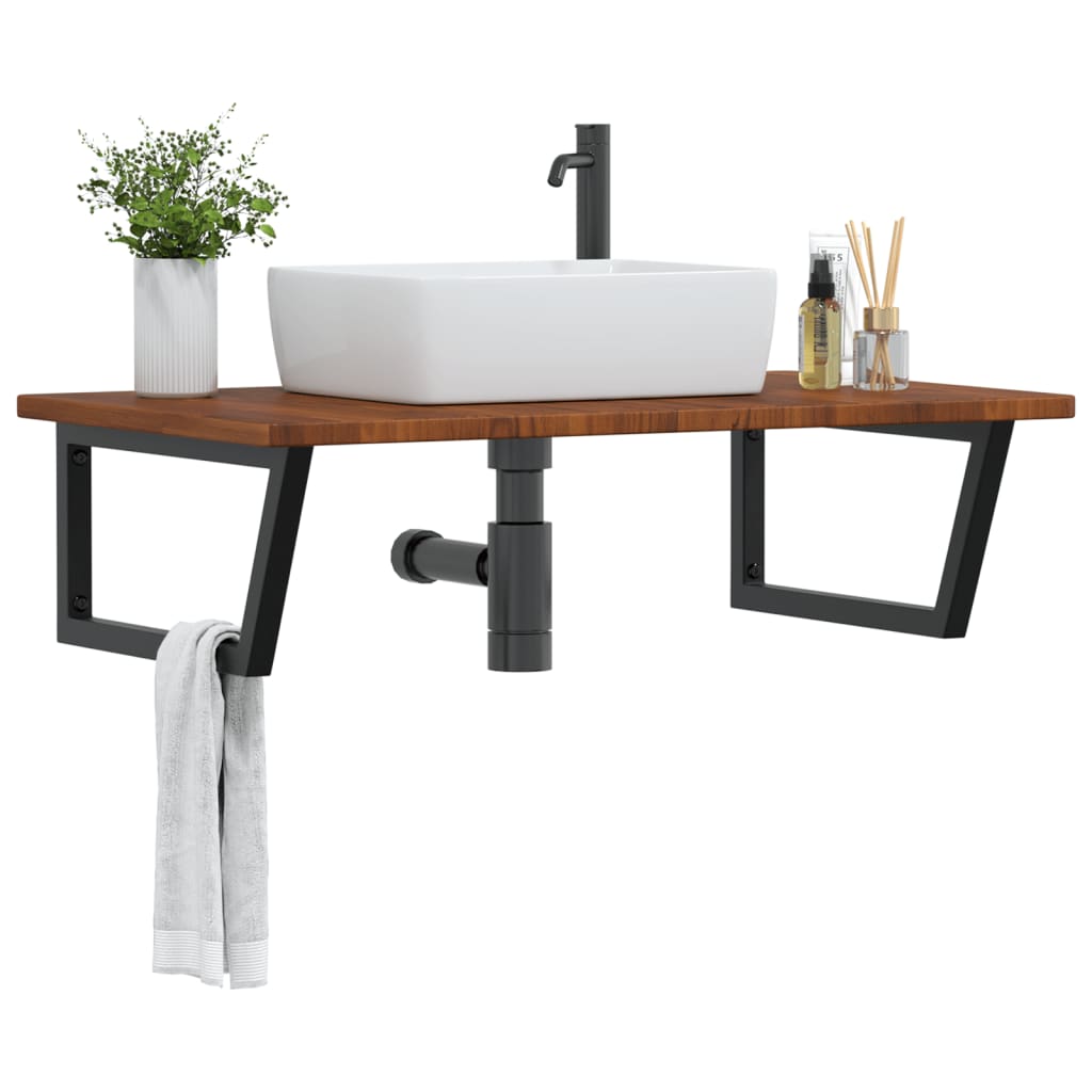 Steel and Oak Floating Basin Shelf