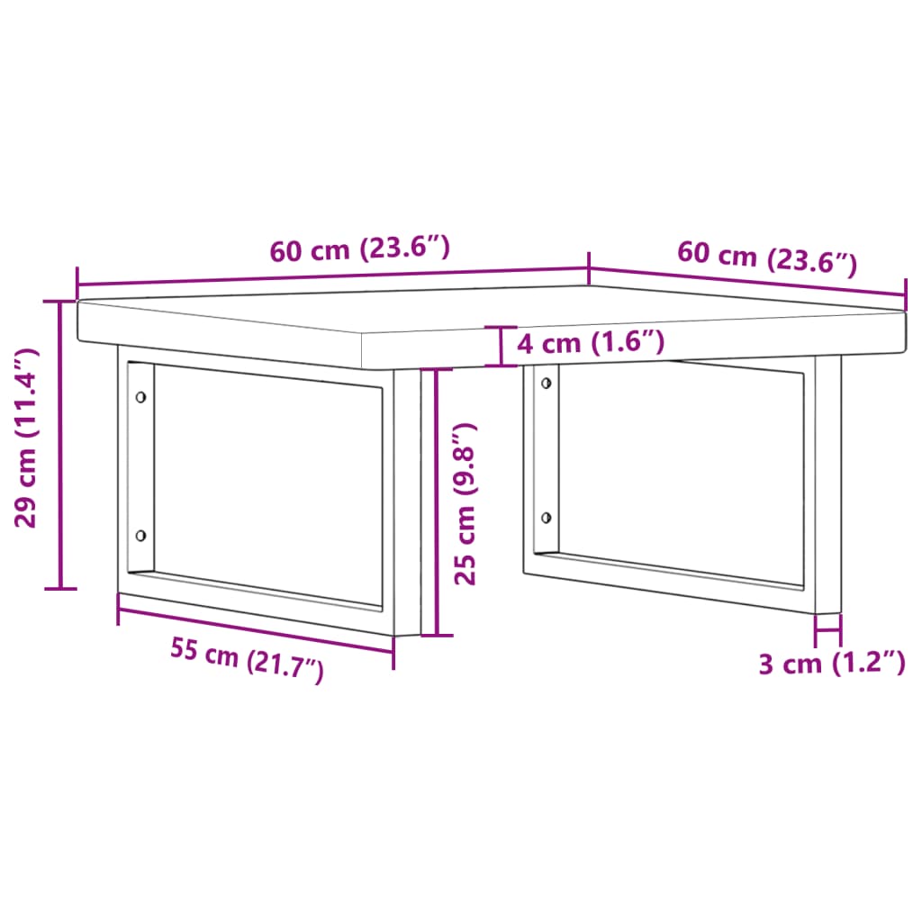 Steel and Solid Oak Wall Basin Shelf