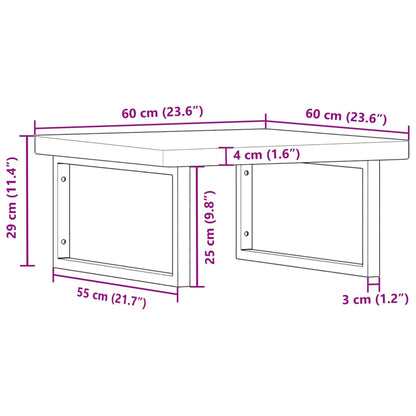 Steel and Solid Oak Wall Basin Shelf