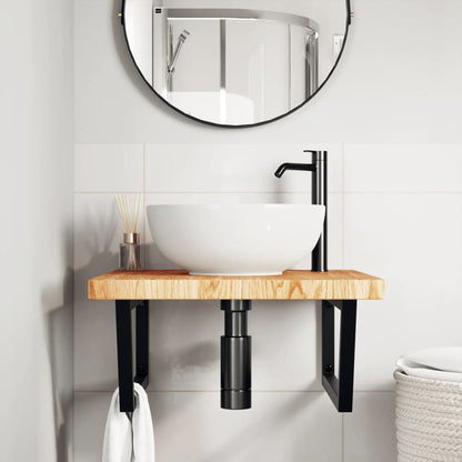 Steel and Oak Floating Basin Shelf