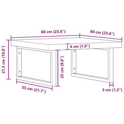 Wall-Mounted Basin Shelf with Beech Wood Top and Steel Supports