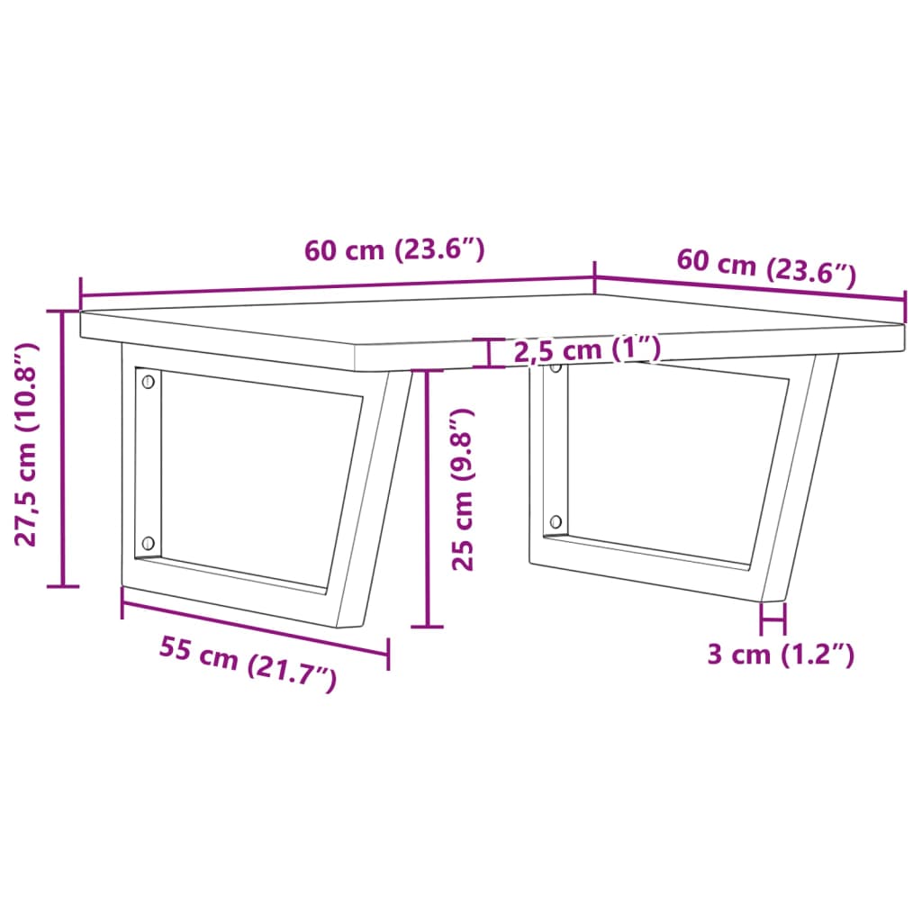 Wall-Mounted Beech Wood Basin Shelf with Steel Bracket