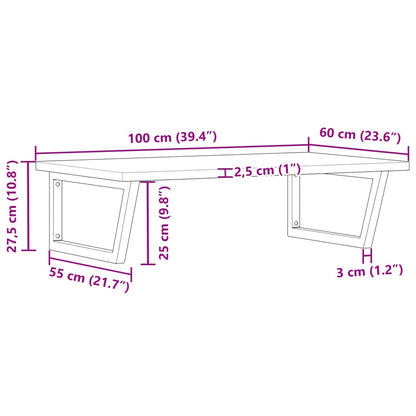 Wall-Mounted Beech Wood Basin Shelf with Steel Bracket