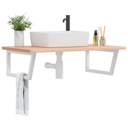 Wall-Mounted Beech Wood Basin Shelf with Steel Bracket