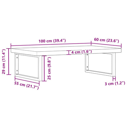 Wall-Mounted Basin Shelf with Steel Frame and Beech Wood Top