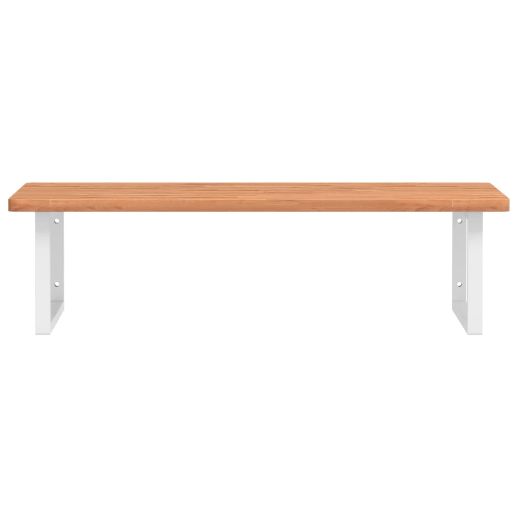 Wall-Mounted Basin Shelf with Beech Wood Top and Steel Supports