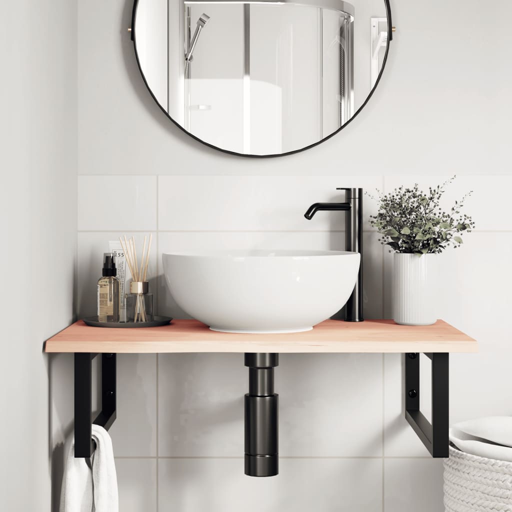 Floating Oak and Steel Basin Shelf