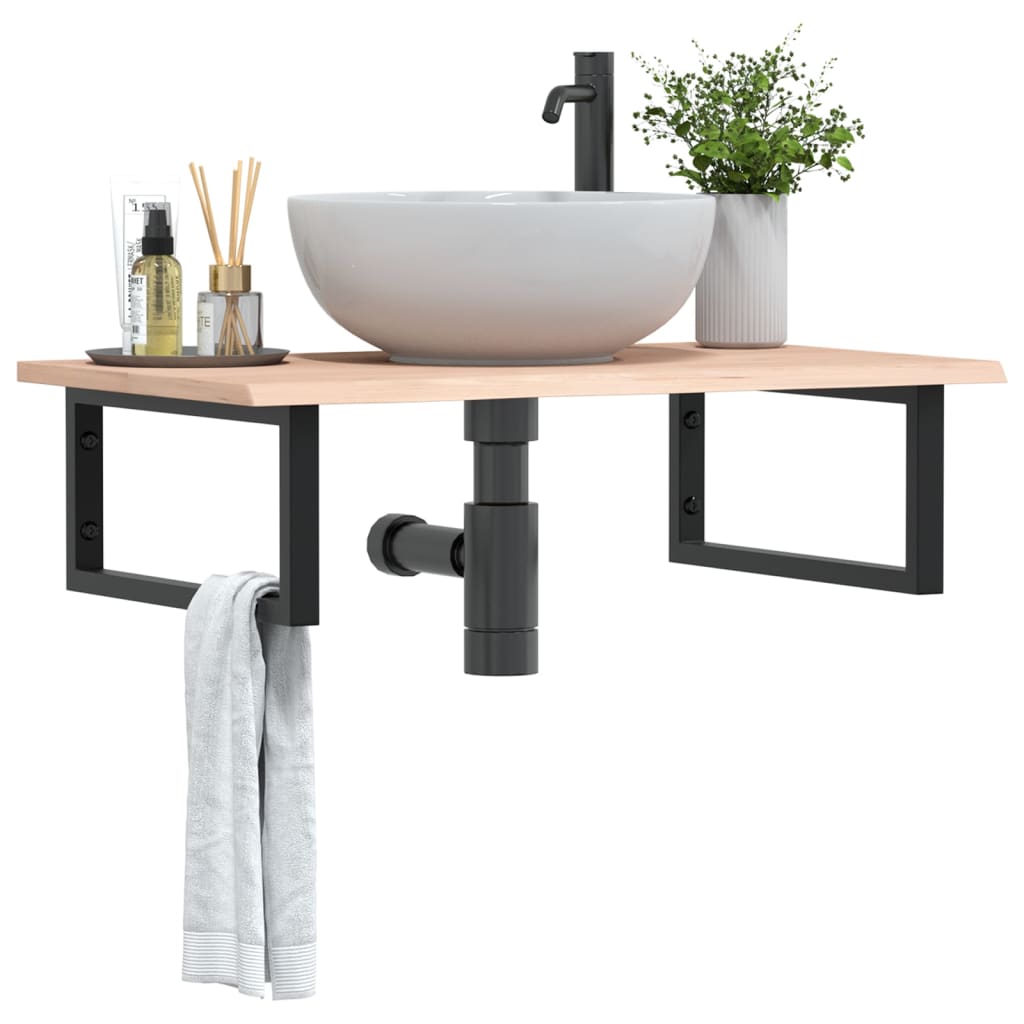 Floating Oak and Steel Basin Shelf