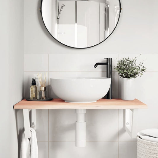 Steel and Oak Floating Basin Shelf