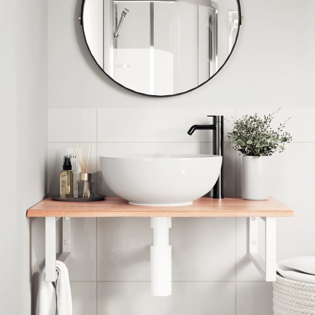 Steel and Solid Oak Wall Basin Shelf