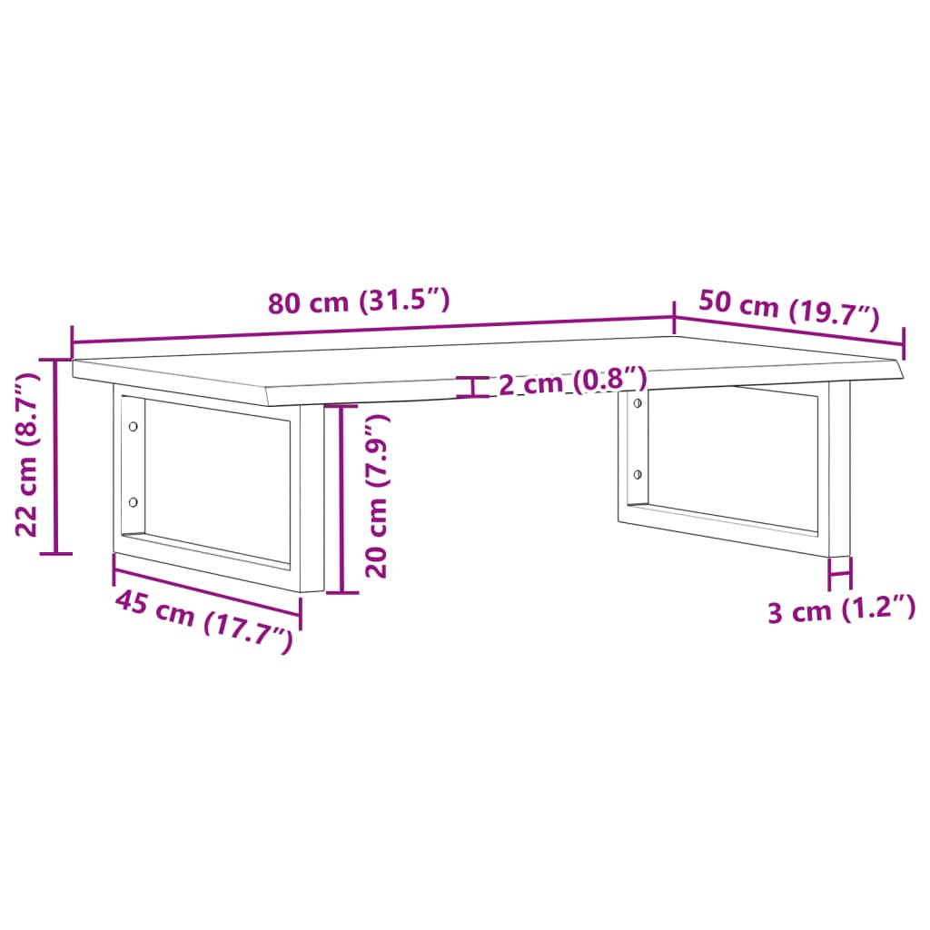 Steel and Solid Oak Wall Basin Shelf