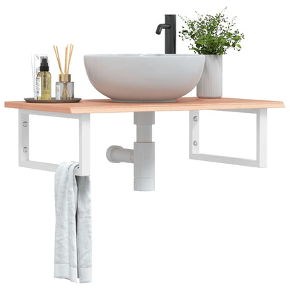 Steel and Solid Oak Wall Basin Shelf