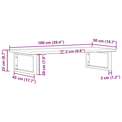 Steel and Solid Oak Wall Basin Shelf