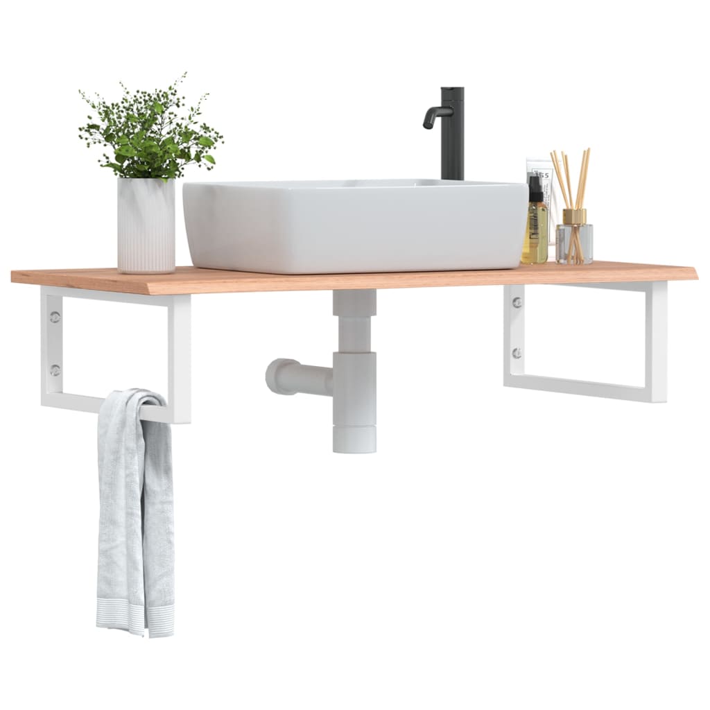 Steel and Solid Oak Wall Basin Shelf