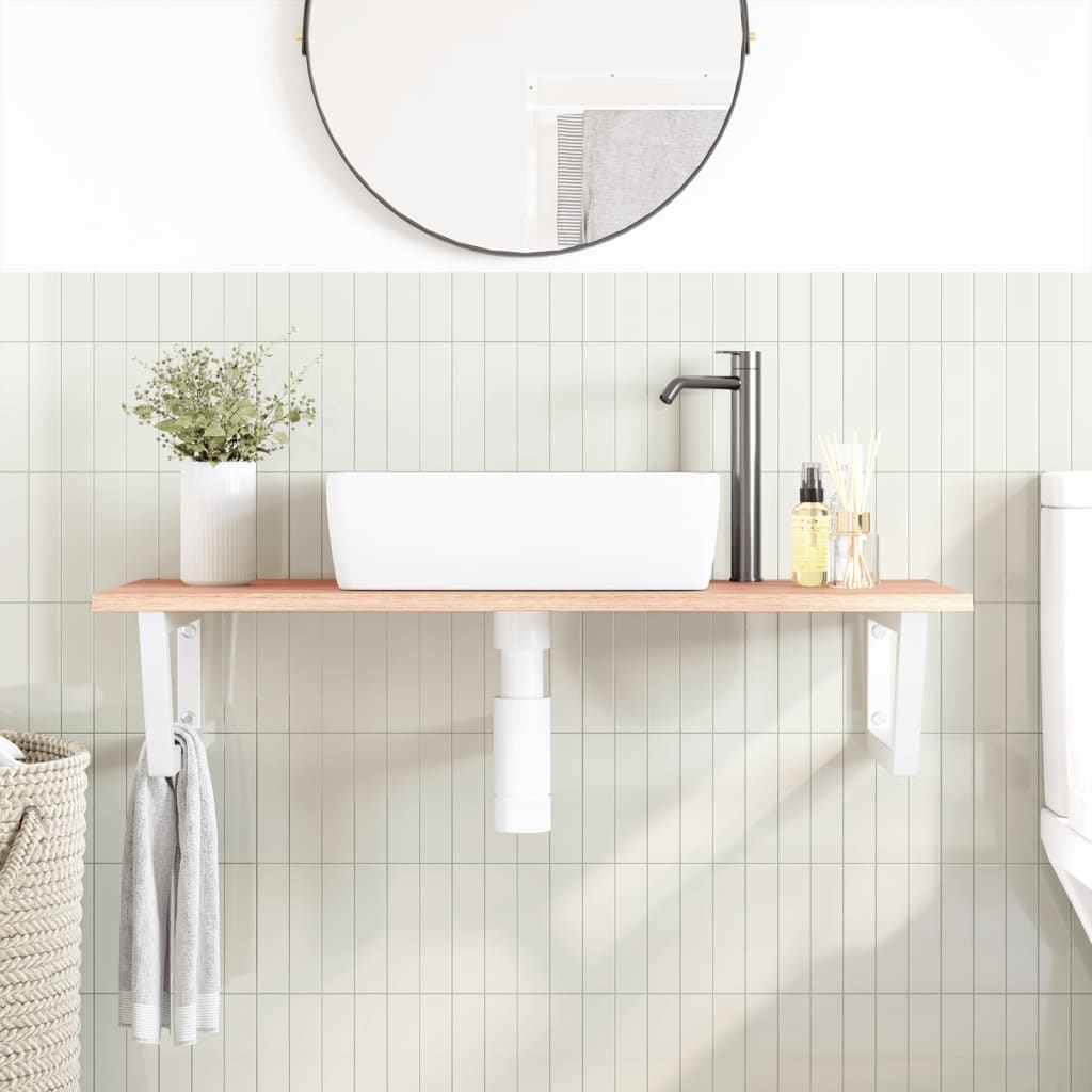 Steel and Oak Floating Basin Shelf