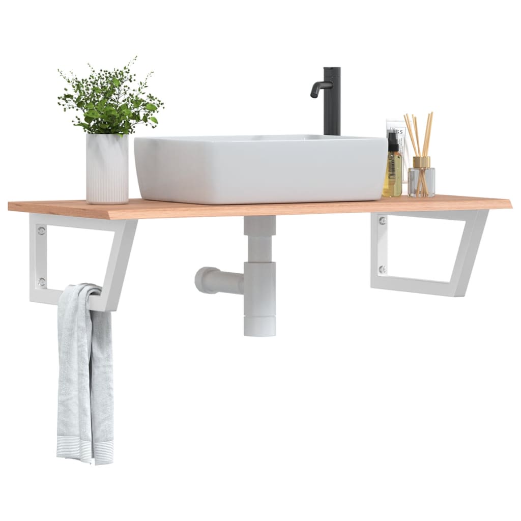 Steel and Oak Floating Basin Shelf