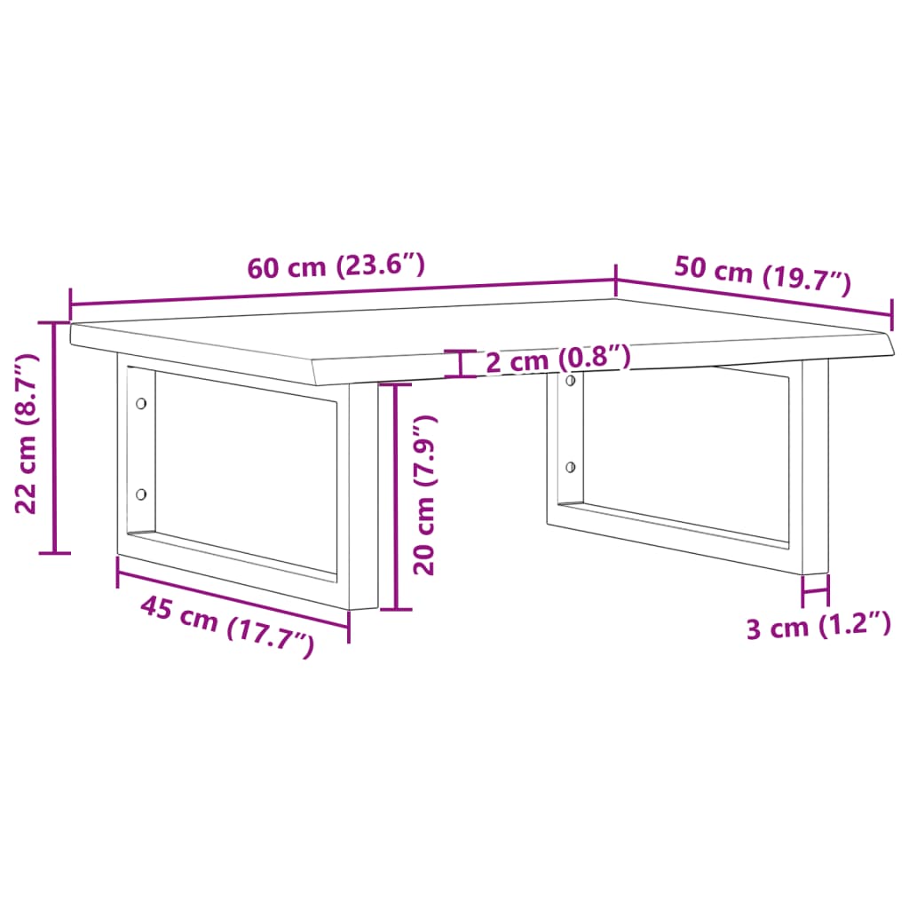 Wall-Mounted Basin Shelf with Oak Wood Top and Steel Bracket