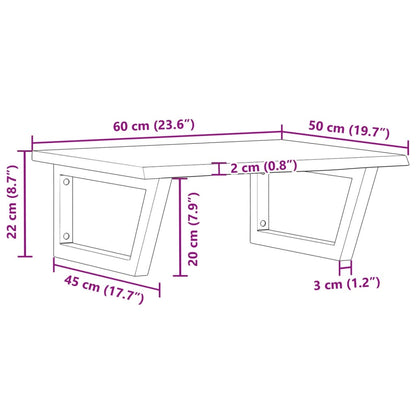 Wall-Mounted Oak Basin Shelf with Steel Brackets