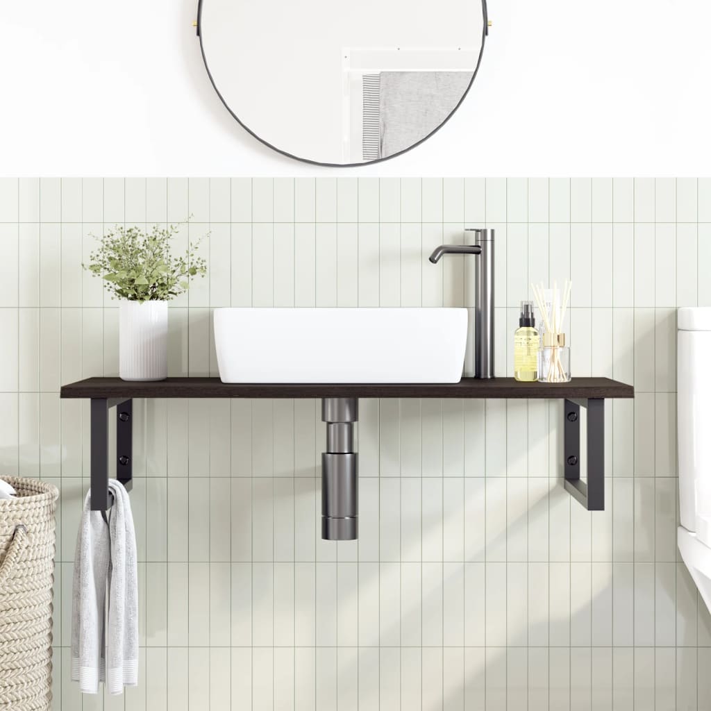 Floating Oak and Steel Basin Shelf