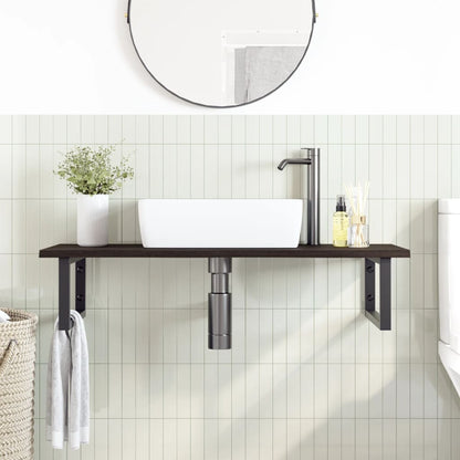 Floating Oak and Steel Basin Shelf