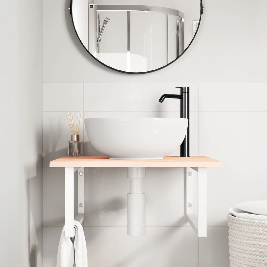 Floating Oak and Steel Basin Shelf