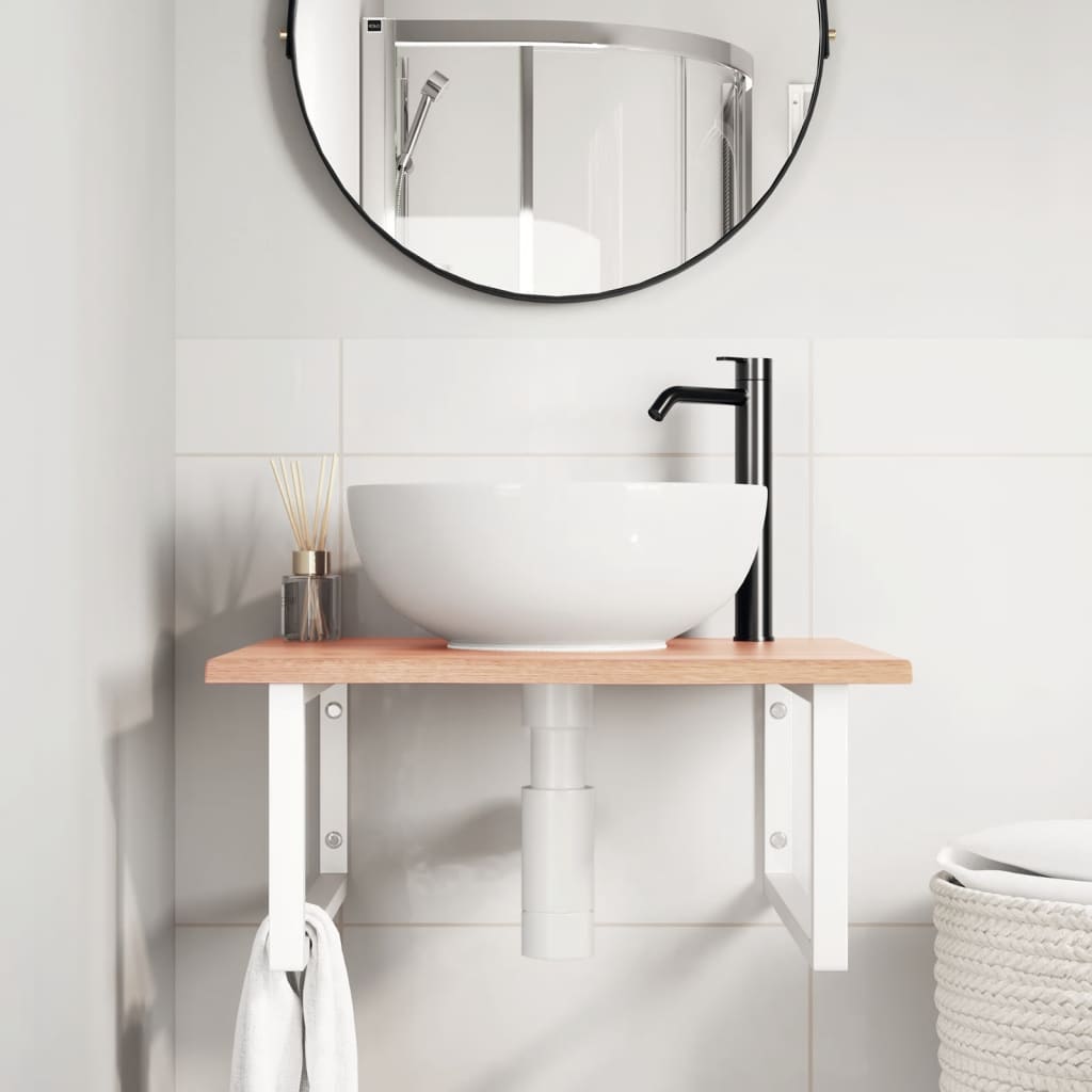 Steel and Solid Oak Wall Basin Shelf