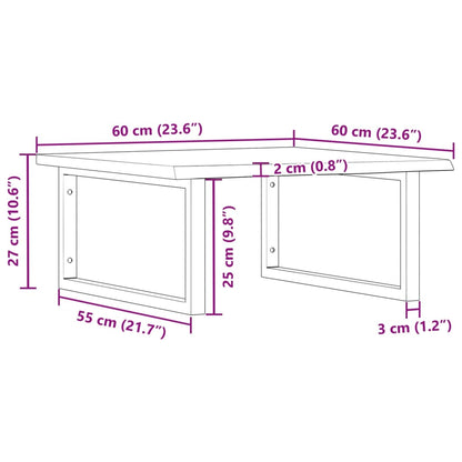 Steel and Solid Oak Wall Basin Shelf