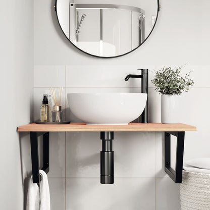 Steel and Oak Floating Basin Shelf