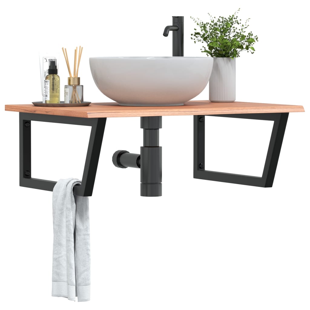 Steel and Oak Floating Basin Shelf