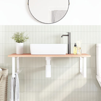 Floating Oak and Steel Basin Shelf