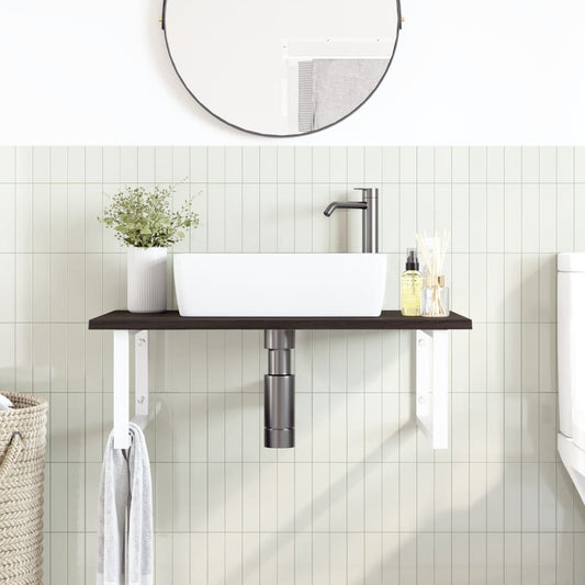 Steel and Oak Wall-Mounted Basin Storage Shelf