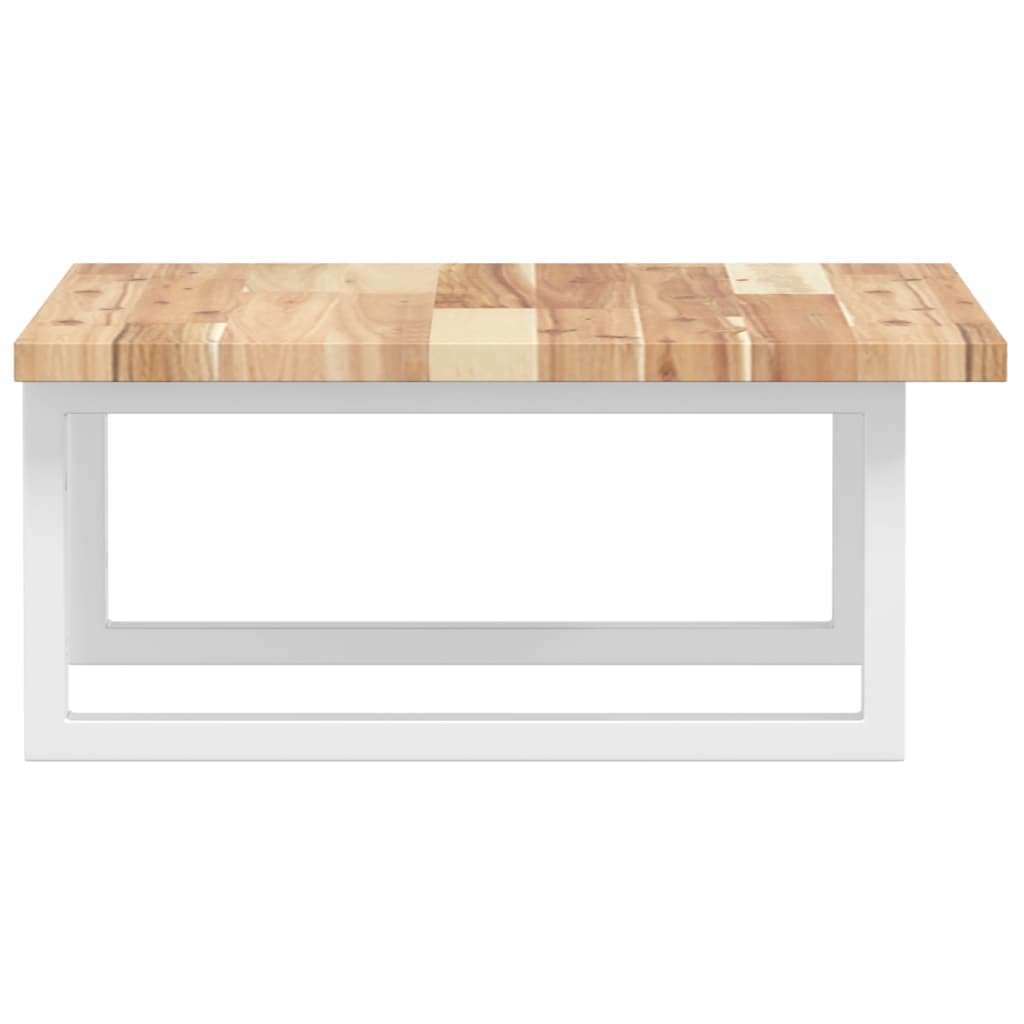 Wall-Mounted Acacia Wood and Steel Basin Shelf with Square Legs