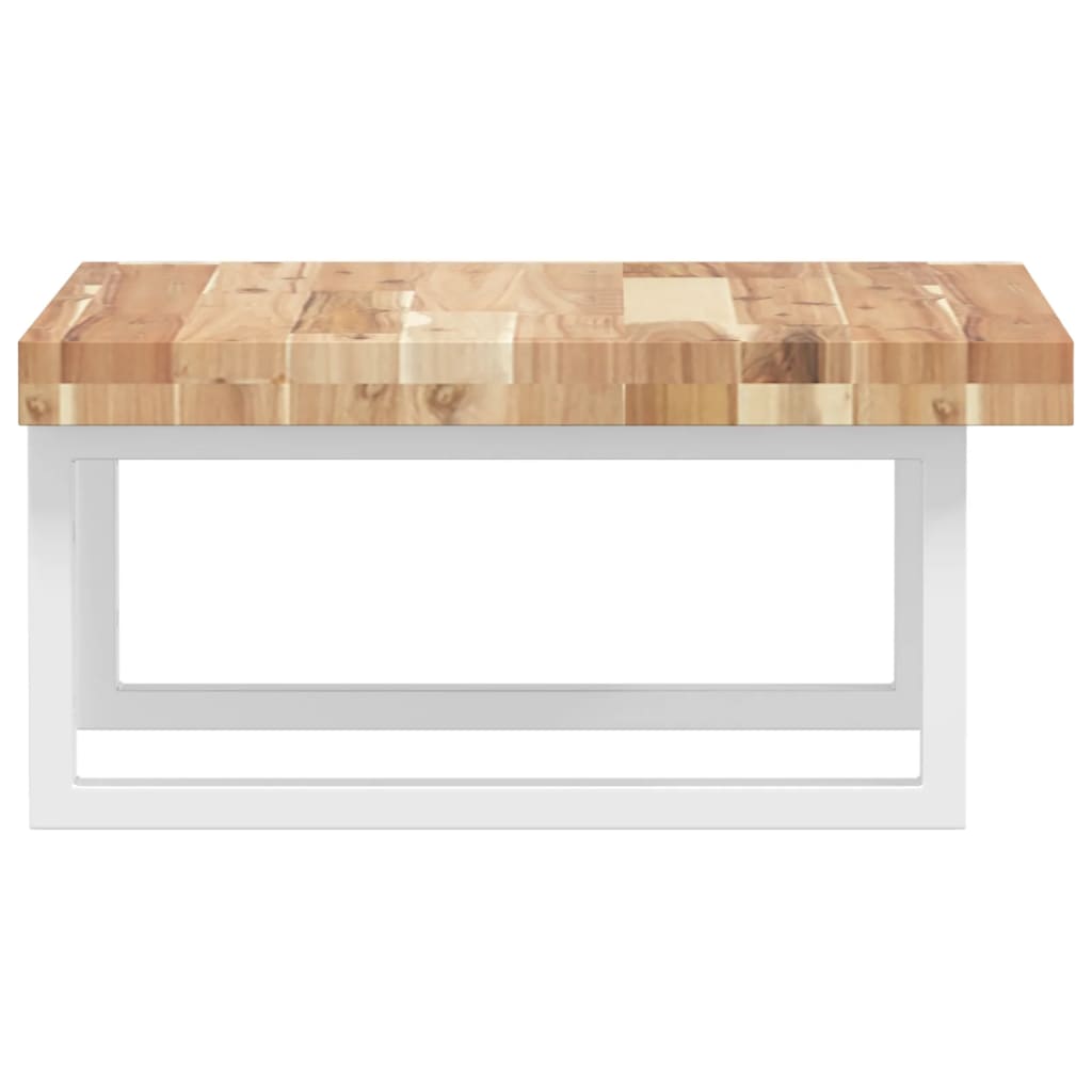 Wall-Mounted Acacia Wood and Steel Basin Shelf with Square Legs