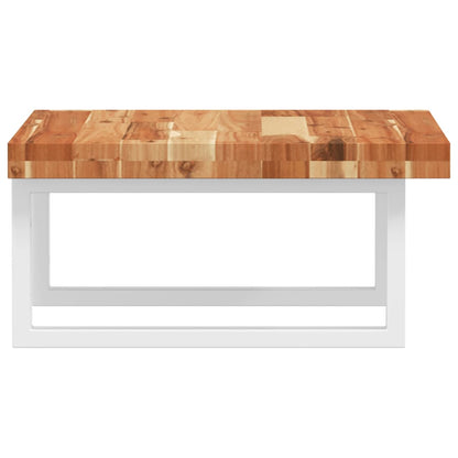 Wall-Mounted Acacia Wood and Steel Basin Shelf with Square Legs