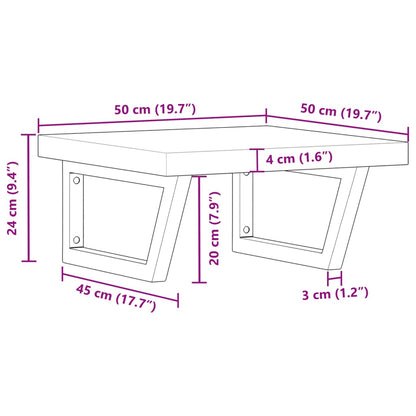 Wall-Mounted Basin Shelf with Acacia Wood Top and Steel Brackets