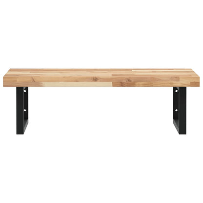 Wall-Mounted Acacia Wood and Steel Basin Shelf with Square Legs