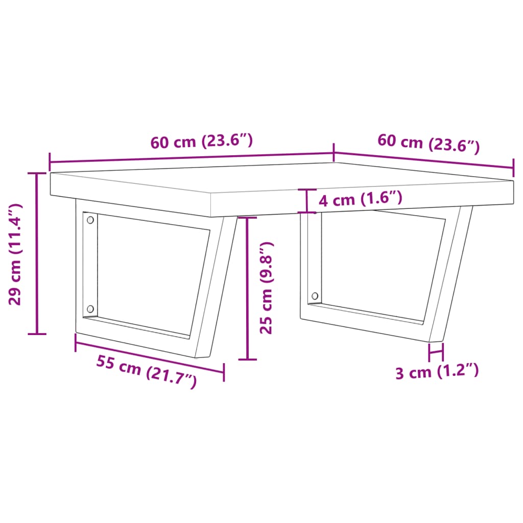 Wall-Mounted Basin Shelf with Acacia Wood Top and Steel Brackets