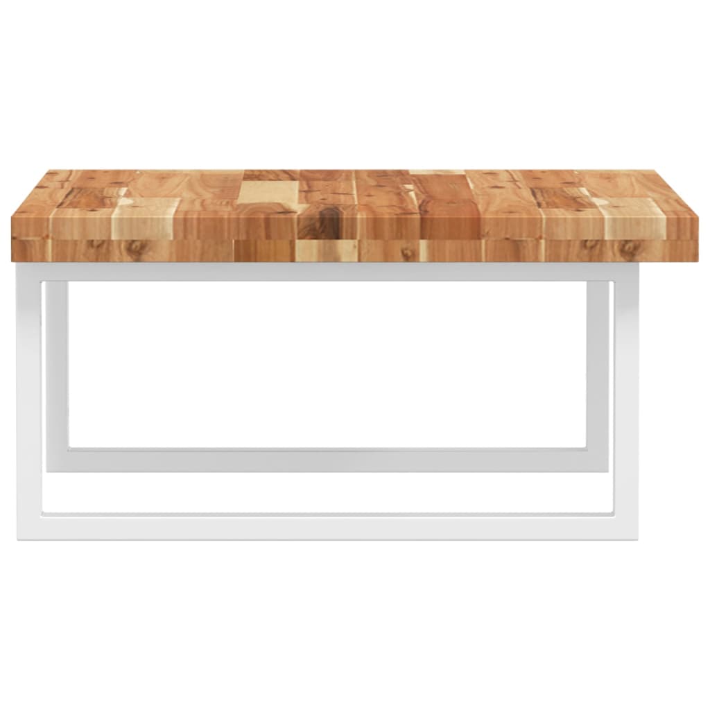 Wall-Mounted Acacia Wood and Steel Basin Shelf with Square Legs